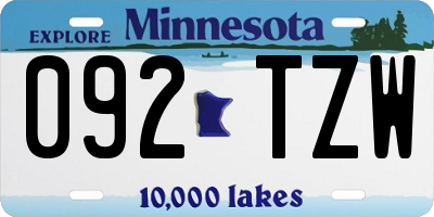 MN license plate 092TZW