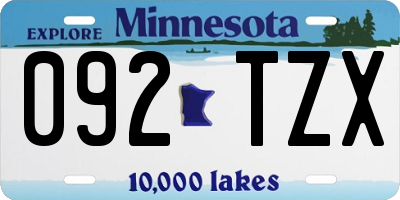 MN license plate 092TZX