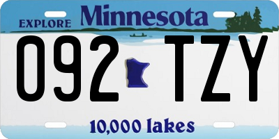 MN license plate 092TZY