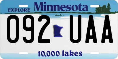 MN license plate 092UAA