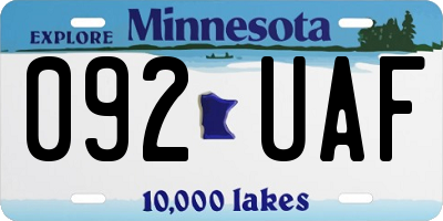 MN license plate 092UAF