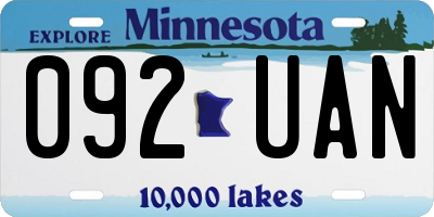 MN license plate 092UAN