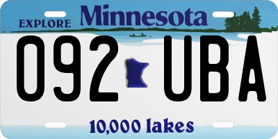 MN license plate 092UBA