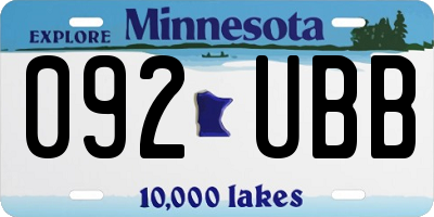 MN license plate 092UBB