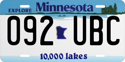 MN license plate 092UBC