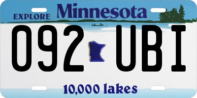MN license plate 092UBI