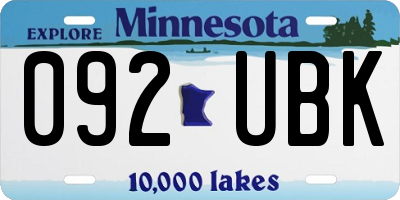 MN license plate 092UBK