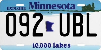 MN license plate 092UBL