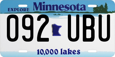 MN license plate 092UBU