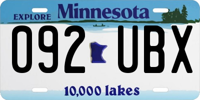 MN license plate 092UBX