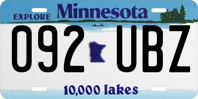 MN license plate 092UBZ