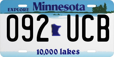 MN license plate 092UCB