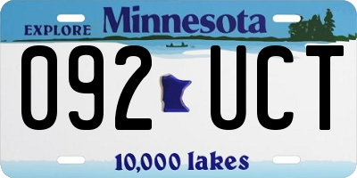 MN license plate 092UCT