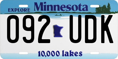 MN license plate 092UDK