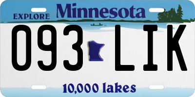 MN license plate 093LIK