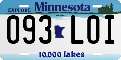 MN license plate 093LOI