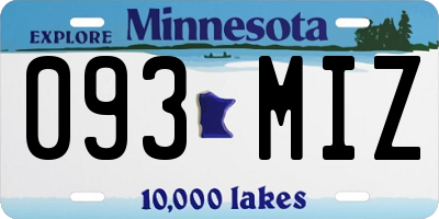 MN license plate 093MIZ