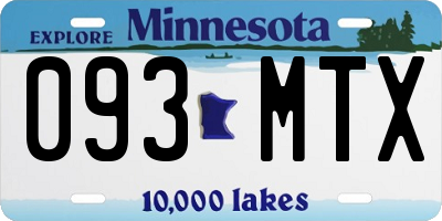 MN license plate 093MTX