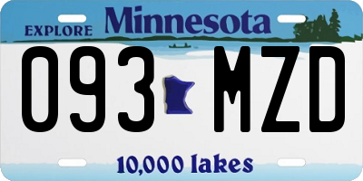 MN license plate 093MZD