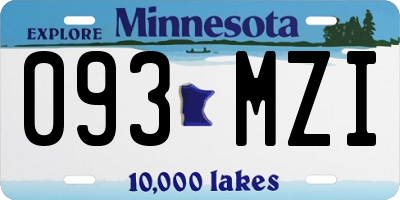 MN license plate 093MZI