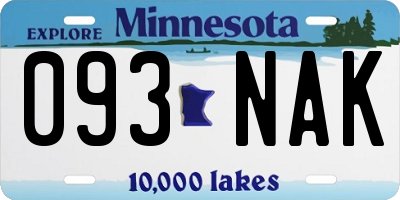 MN license plate 093NAK
