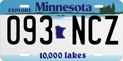 MN license plate 093NCZ