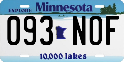 MN license plate 093NOF