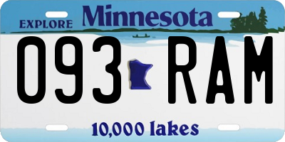 MN license plate 093RAM