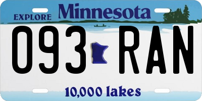 MN license plate 093RAN