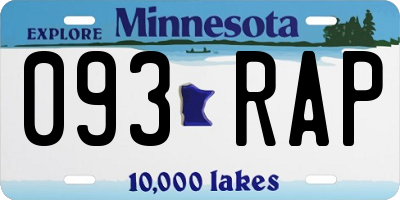 MN license plate 093RAP