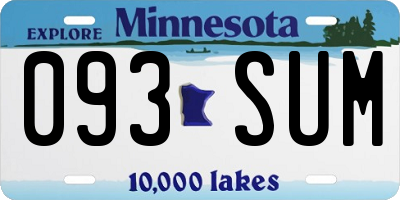 MN license plate 093SUM