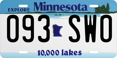 MN license plate 093SWO