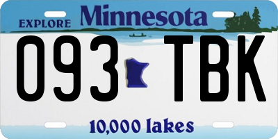 MN license plate 093TBK