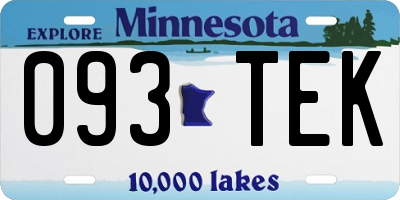 MN license plate 093TEK