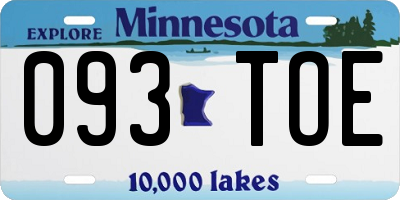 MN license plate 093TOE