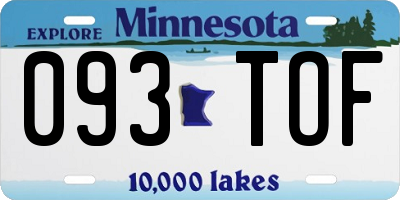 MN license plate 093TOF