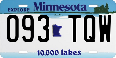 MN license plate 093TQW