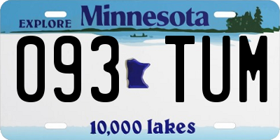 MN license plate 093TUM