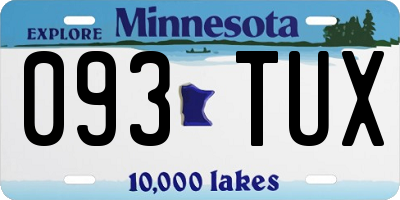 MN license plate 093TUX