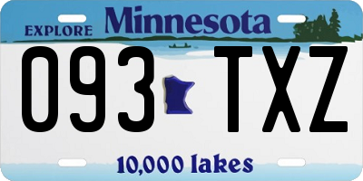 MN license plate 093TXZ