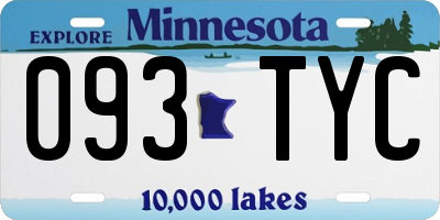 MN license plate 093TYC