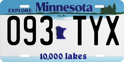 MN license plate 093TYX