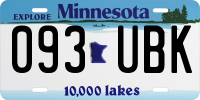MN license plate 093UBK