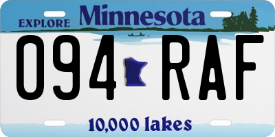 MN license plate 094RAF
