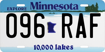 MN license plate 096RAF