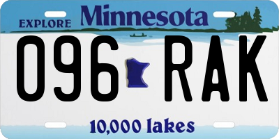 MN license plate 096RAK