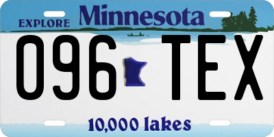 MN license plate 096TEX