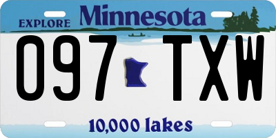 MN license plate 097TXW