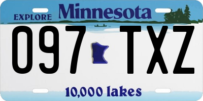 MN license plate 097TXZ