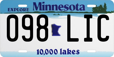 MN license plate 098LIC